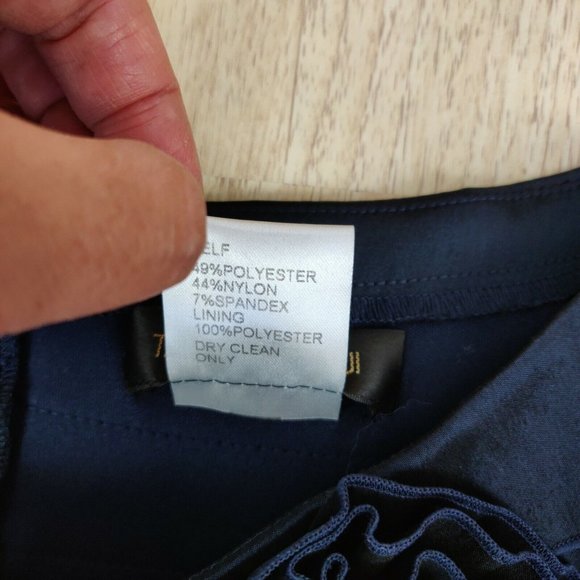 TADASHI SHOJI Size 6 Tiered Rosette Cocktail Formal Sheath Dress Navy Blue $350 - Picture 11 of 11